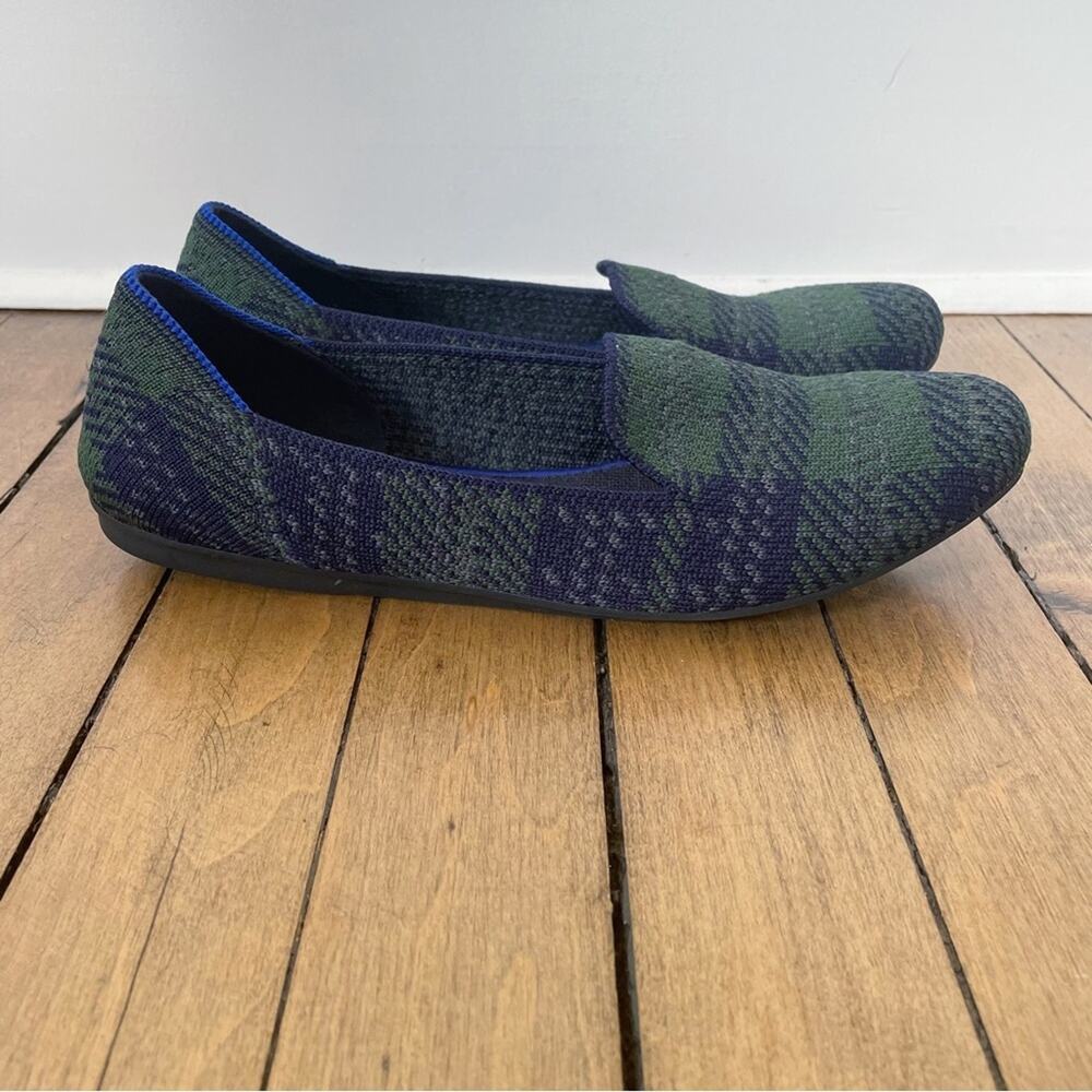 Rothy’s Rare Limited Edition Forest Tartan Plaid Loafers 7.5 Blue and Green - Picture 4 of 9